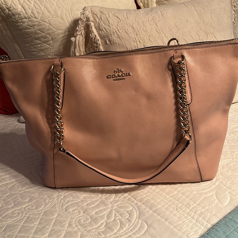 Coach blush colored leather purse